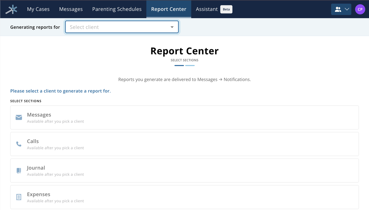 Report Center: step 1